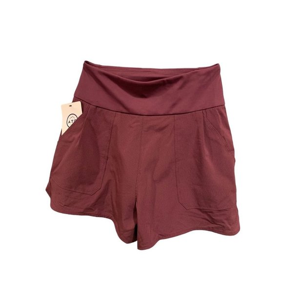 XS Wrangler All Terrain Gear Women's Shorts Pull On Pockets Merlot New - Picture 1 of 14